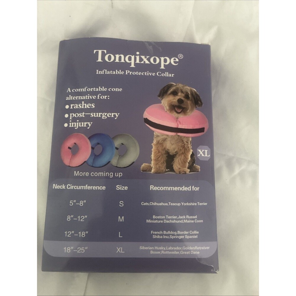 Inflatable Dog Collar Cone Alternative Surgery Recovery Rash Protection Pink XL
